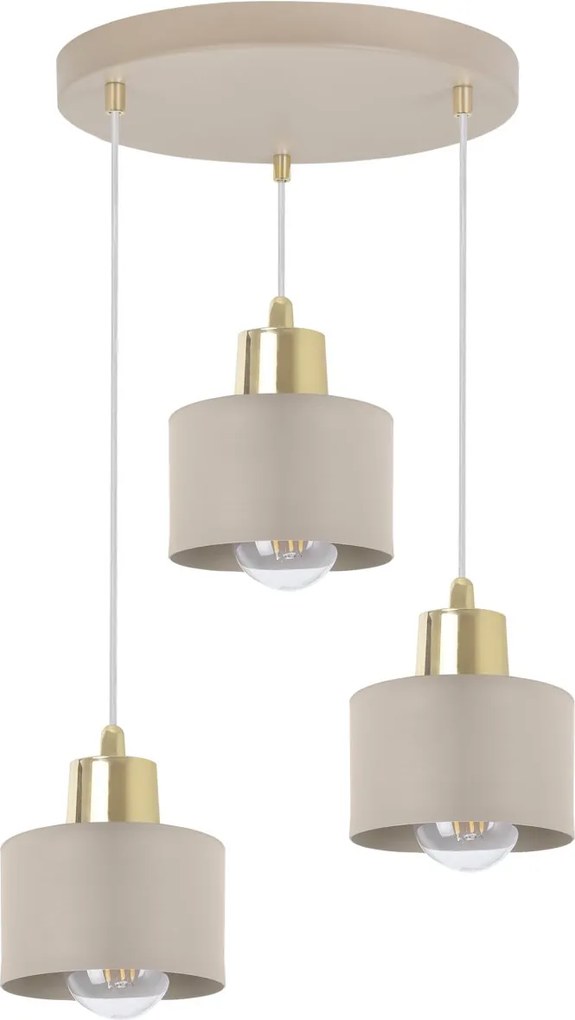 Závesné svietidlo Panta, 3x béžové kovové tienidlo, g, o