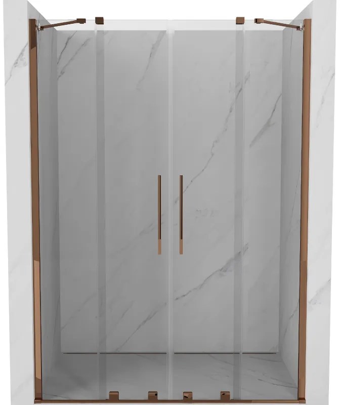 Mexen Velar Duo, posuvné dvere do otvoru 150x200 cm, 8mm číre sklo, ružové zlato, 871-150-000-02-60