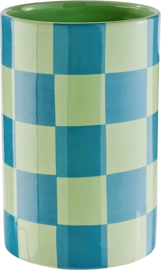 CHECKER Váza 20 cm - zelená/modrá