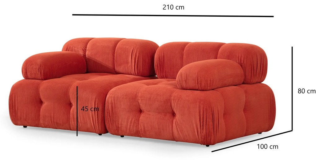 Dvojmiestna luxusná pohovka Doblo orange