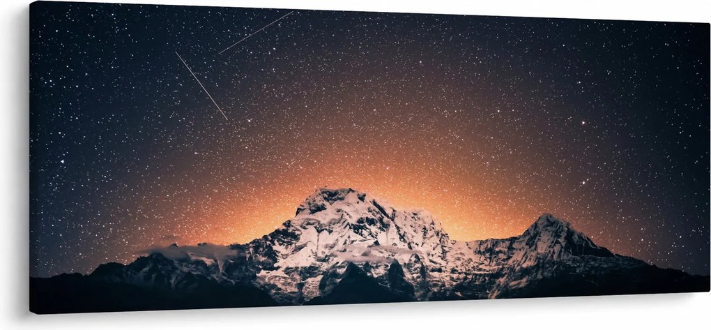 Obraz nočnej oblohy s horou (120x50 cm)