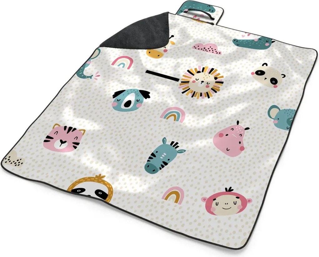 Sablio Plážová deka Hroch, zebra a slnko: 200x140 cm