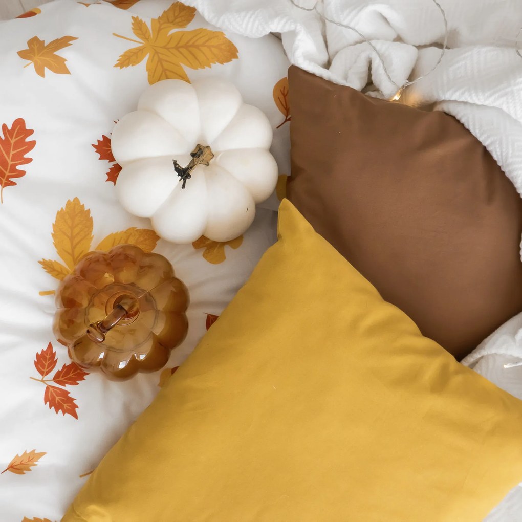 Goldea bavlnené posteľné obliečky - jesenné listy 240 x 220 a 2ks 70 x 90 cm