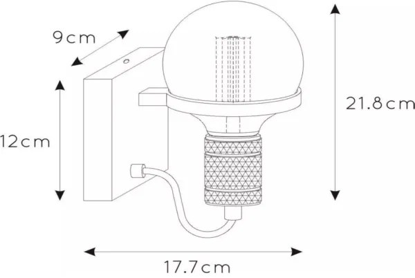 Lucide 30271/01/30 - Nástenná lampa OTTELIEN 1xE27/60W/230V čierna