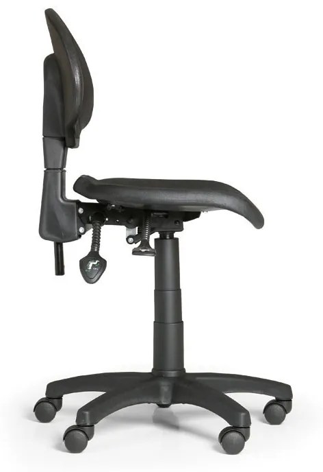 Pracovná stolička na kolieskach PUR, asynchrónna mechanika, pre mäkké podlahy