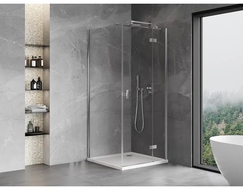 Mexen Mist H T, sprchový kút s výklopnými dverami pravý 110 x 110 cm, číre sklo, chrómová, 8A5T-110-110-01-00-P