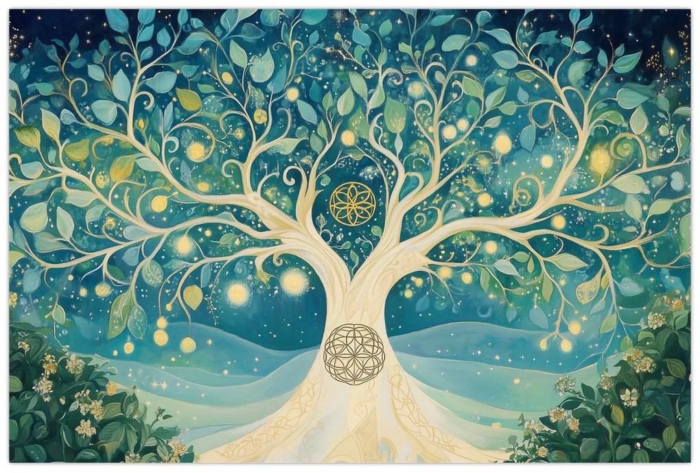 Obraz – Magický strom so špirálami (90x60 cm)