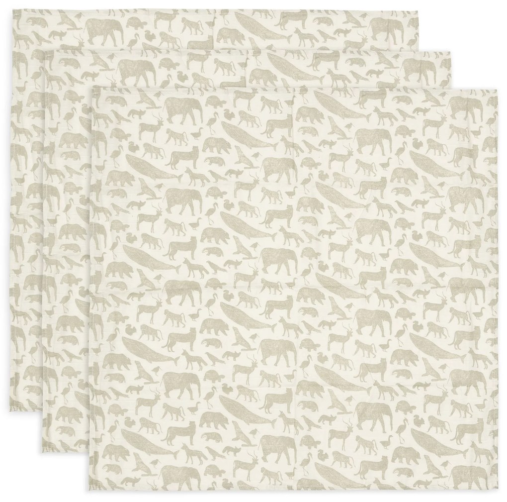 Plienky 3 ks 70x70 cm Animals Olive Green