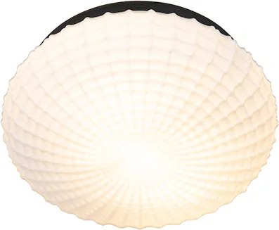 Klasické stropné svietidlo čierne s opálovým sklom 30 cm IP44 - Nohmi