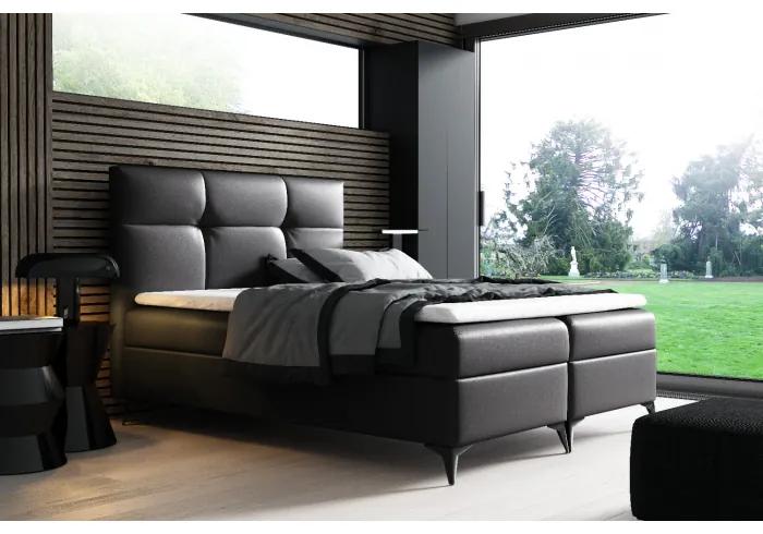 Elegantní postel potažená eko kůží Floki 120x200, čierna + TOPPER