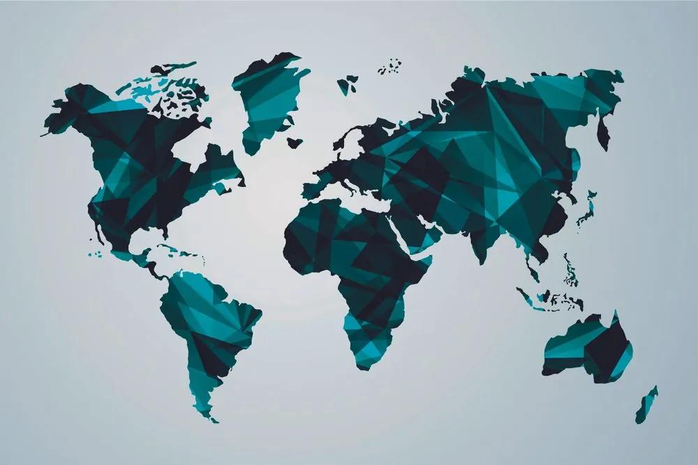 Samolepiaca tapeta mapa sveta tovrená polygonmi