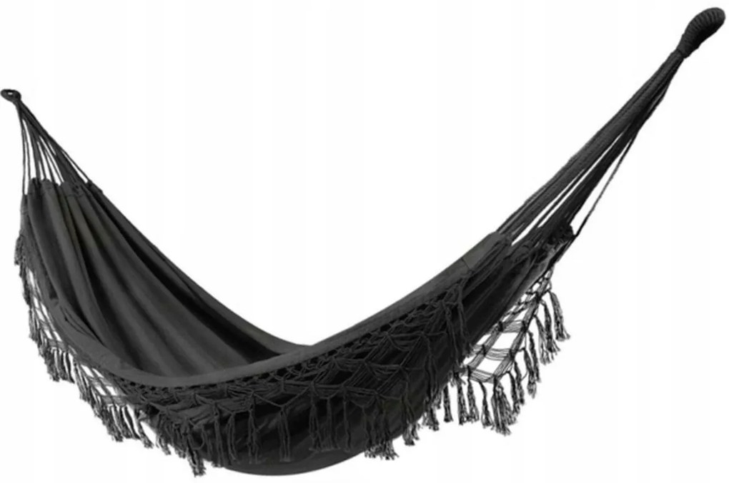 TRENDIE Závesná hojdacia sieť pre 2 ľudí BOHO čierna