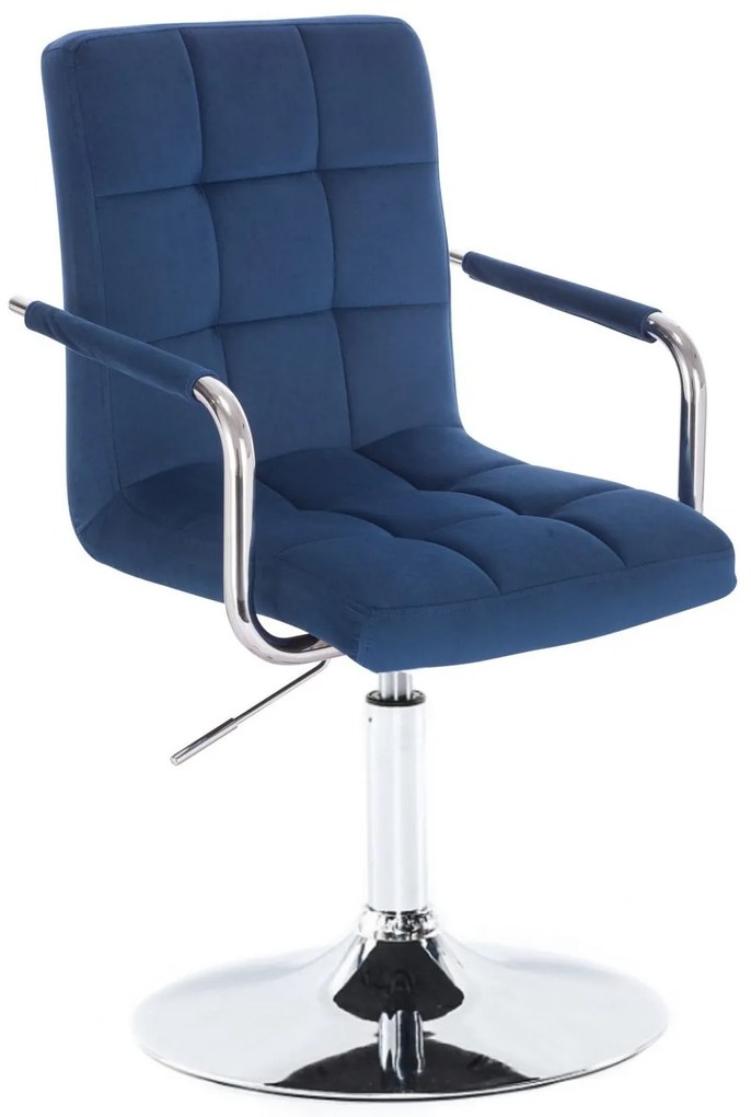 LuxuryForm DESIGN Stolička VERONA VELUR na striebornom tanieri - modrá