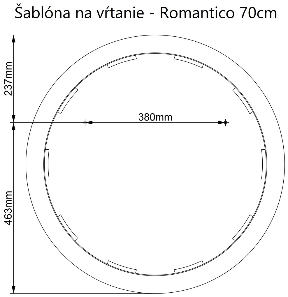 LED zrkadlo okrúhle Romantico ⌀70cm neutrálna biela - dotykový spínač