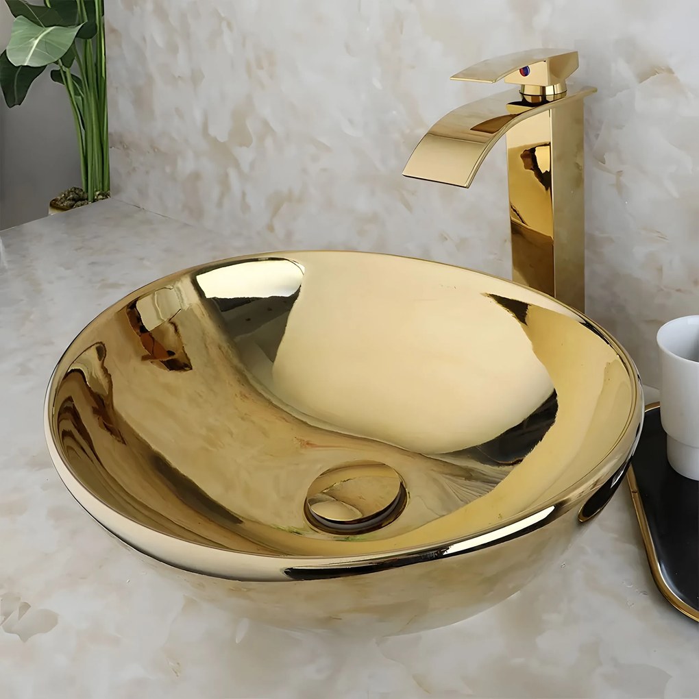 Rea Sofia umývadlo, 40,5 x 33,5 cm, zlatá, REA-U9015