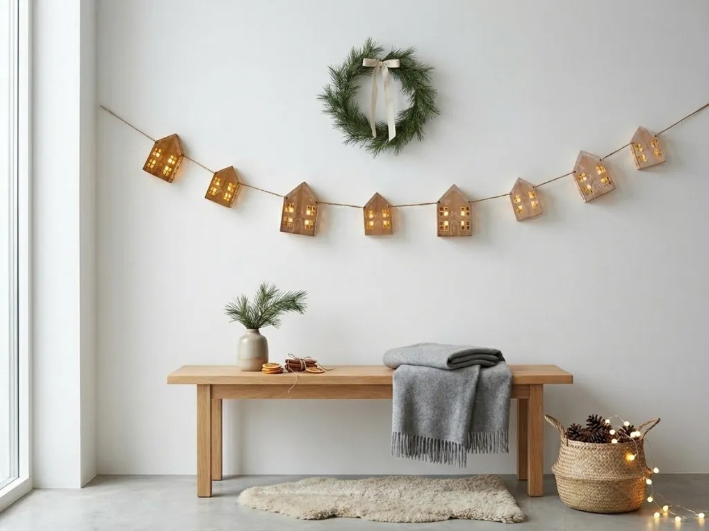 Vianočná LED svetelná girlanda WINTER VILLAGE, 2 m