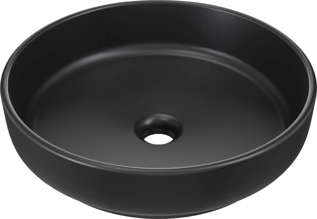 Comad Keramické umývadlo na dosku RIVER 1 BLACK MATT UN 40, čierna mat