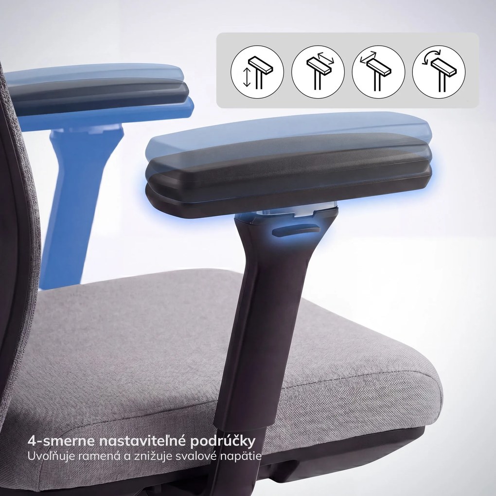 Ergonomická otočná kancelárska stolička so sieťovaným operadlom, sivá: VECTOR