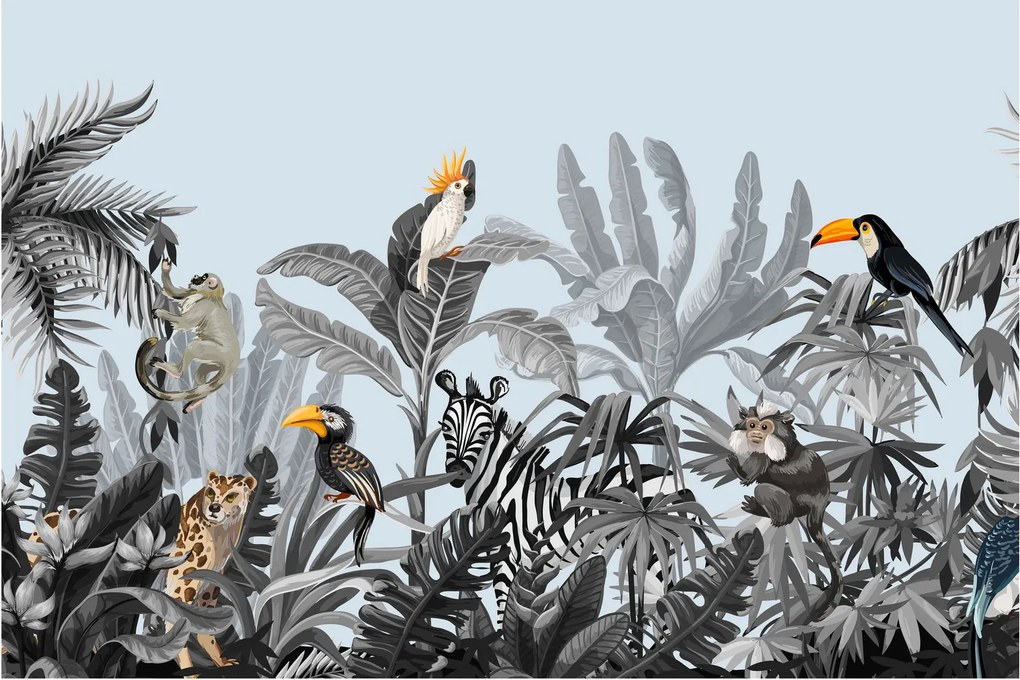 Obraz zvierat v tropickom lese (90x60 cm)