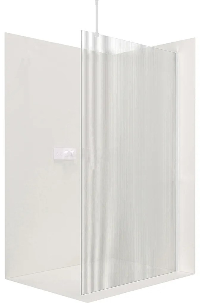 CERANO - Sprchová zástena Walk-in Onyx Top L/P - guľatá vzpera - biela matná, ryhované sklo - 100x200 cm, CER-CER-8050BD1557