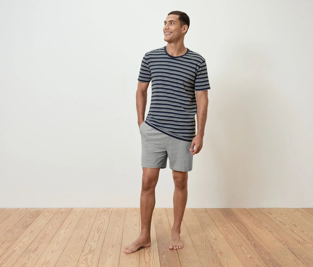 Krátka pyžamová súprava, námornícka modrá/sivá