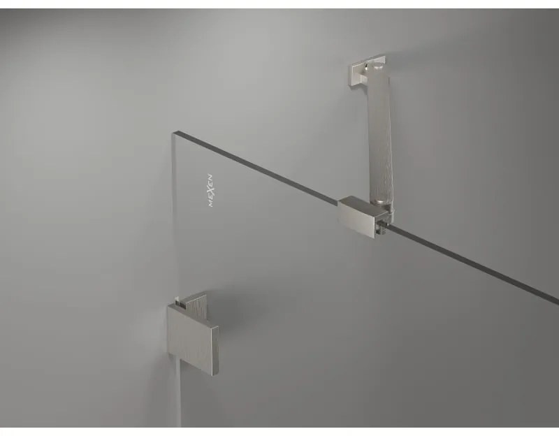 Mexen Lunar-F, 1-krídlový sprchový kút so skladacími dverami, ľavý, 90 x 70 cm, 8mm číre sklo, brúsená oceľ profil, 836-090-070-97-00-L