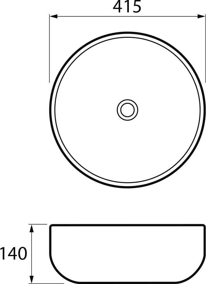 Sapho Sapho, RONDEA keramické umývadlo na dosku priemer 41cm, bianco carrara, AR445BC