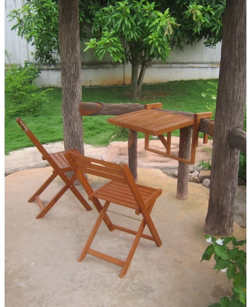 Súprava 2 stoličiek a závesného stolíka z eukalyptového dreva Garden Pleasure Balcony Berkeley