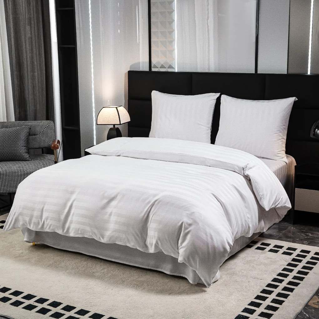 Hotelové obliečky z mikrovlákna JASMINE biele - prúžok 2 cm Rozmer obliečky: 2 ks 70 x 90 cm | 200 x 220 cm