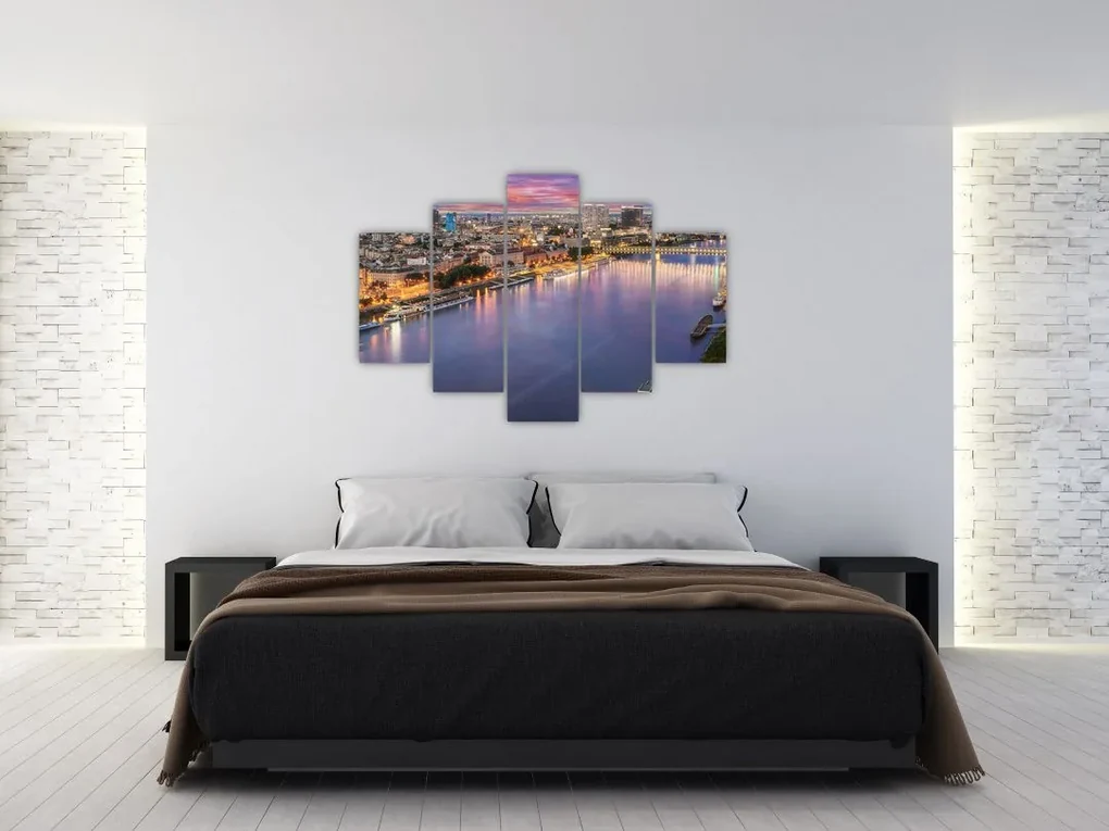 Obraz nočného mesta Bratislavy s riekou (150x105 cm)