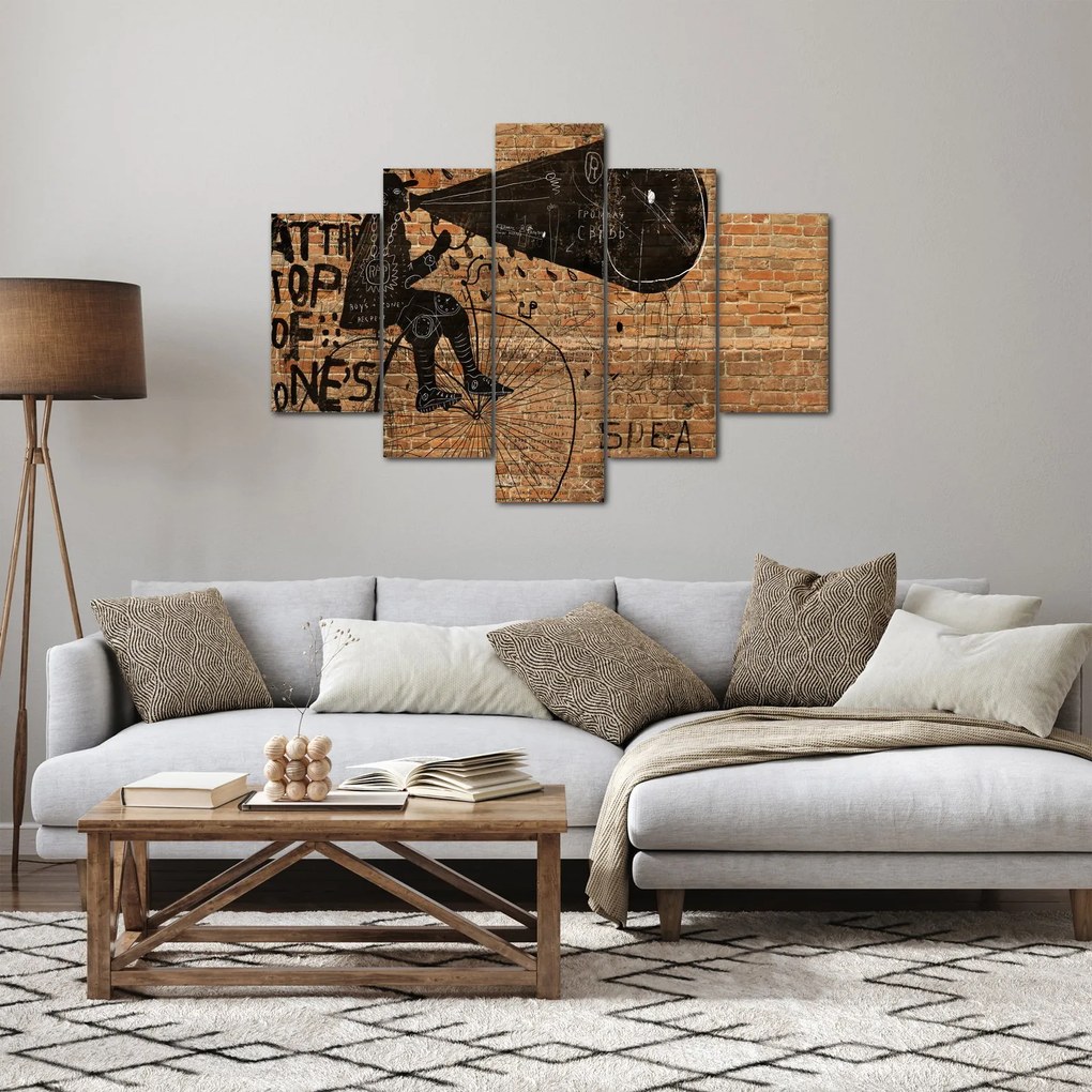 Obraz - Muž na bicykli v Banksyho štýle (150x105 cm)