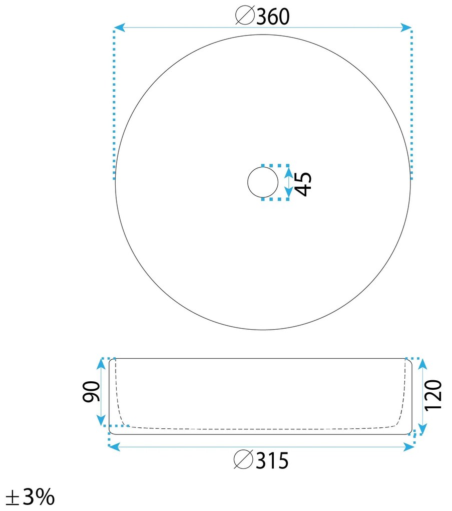 Rea Stefania, umývadlo na dosku 360x360x120 mm, biela so vzorom, REA-U9852