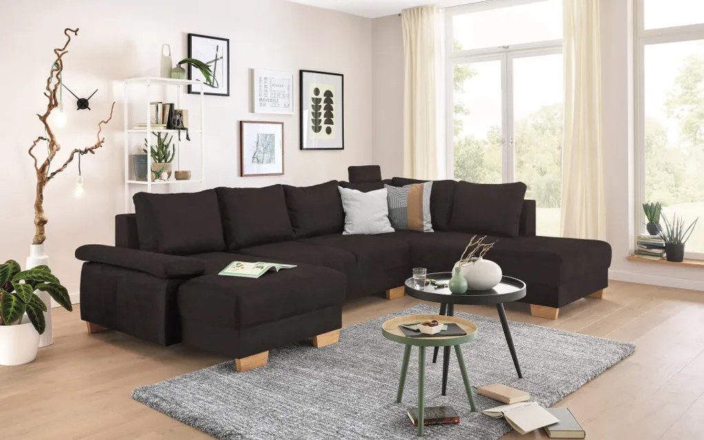 Sedacia súprava Chivas, tvar pravé U, temne hnedá látka