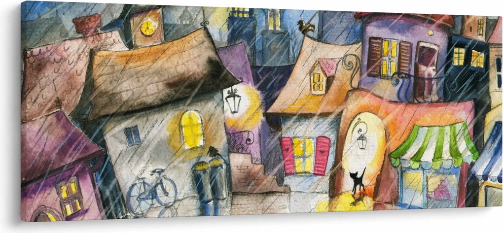Obraz - Daždivý večer (120x50 cm)