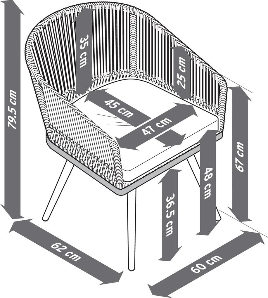 Otočná záhradná stolička s textilným výpletom