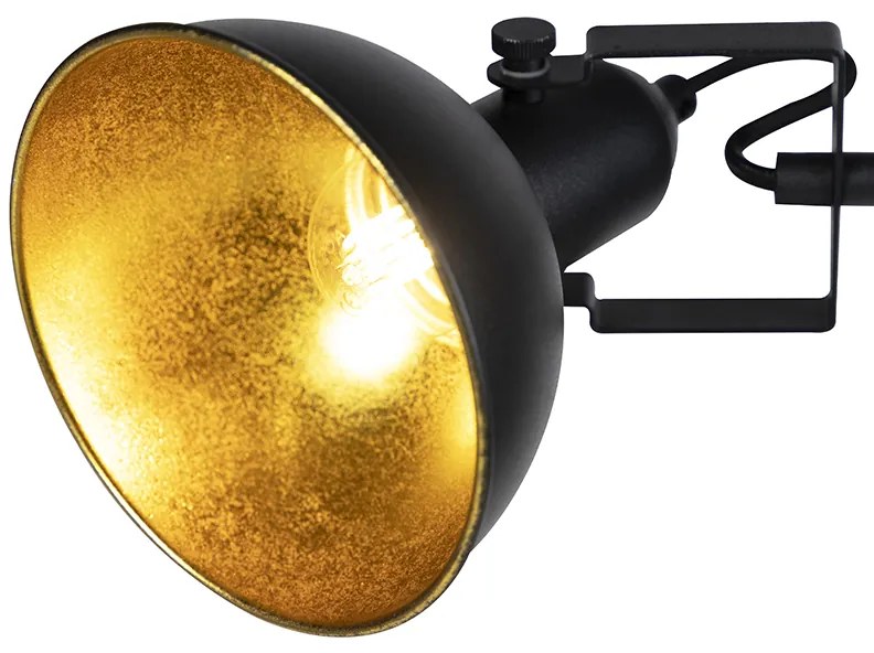 Priemyselná stojaca lampa čierna so zlatom 3-svetlo - Tommy