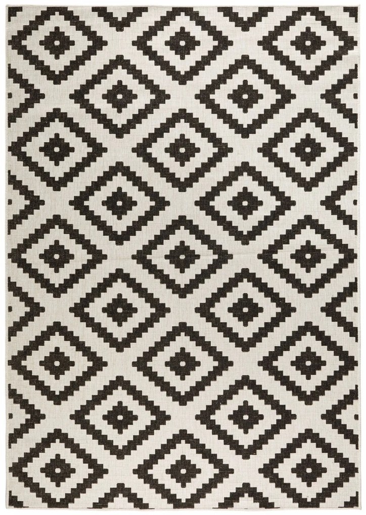 NORTHRUGS - Hanse Home koberce Kusový koberec Twin-Wendeteppiche 103129 schwarz creme – na von aj na doma - 240x340 cm