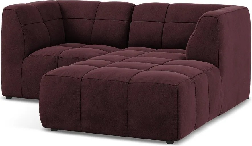 Vínovočervená zamatová rohová pohovka (pravý roh/s leňoškou) Aloha – Makamii