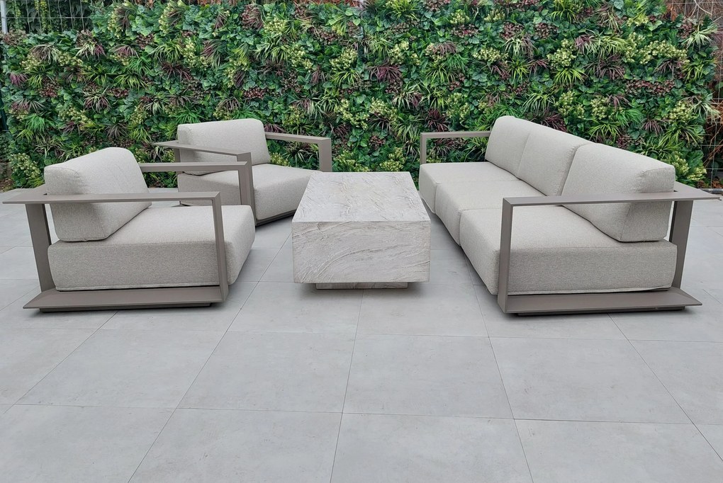 Hliníková sedacia súprava ACADIA sivohnedá s betónovým stolom