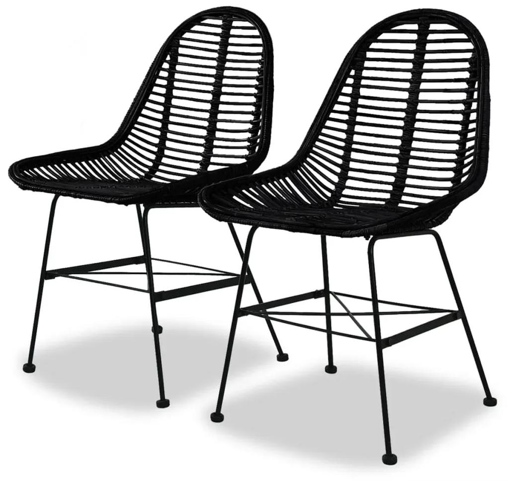 vidaXL Jedálenské stoličky 2 ks, čierne, prírodný ratan
