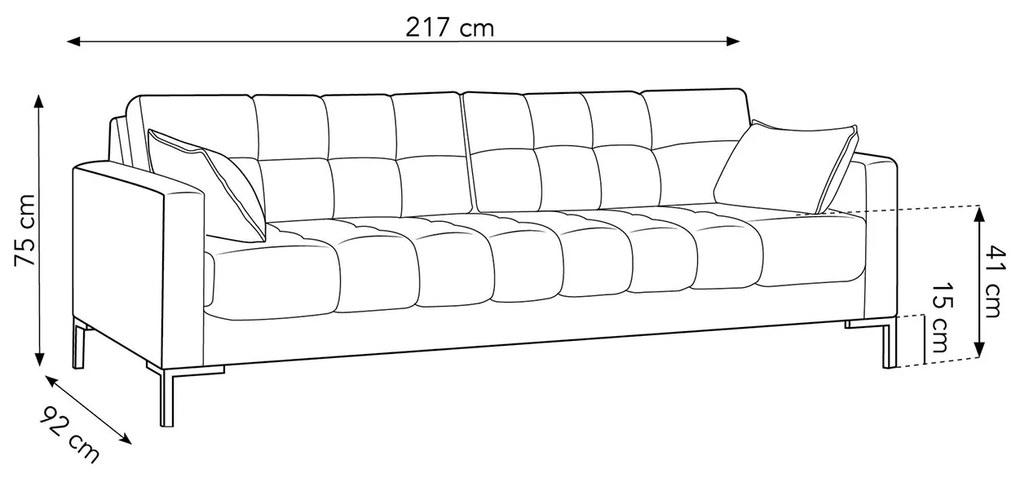 Štvormiestna pohovka mamaia 217 cm zamat sivá MUZZA
