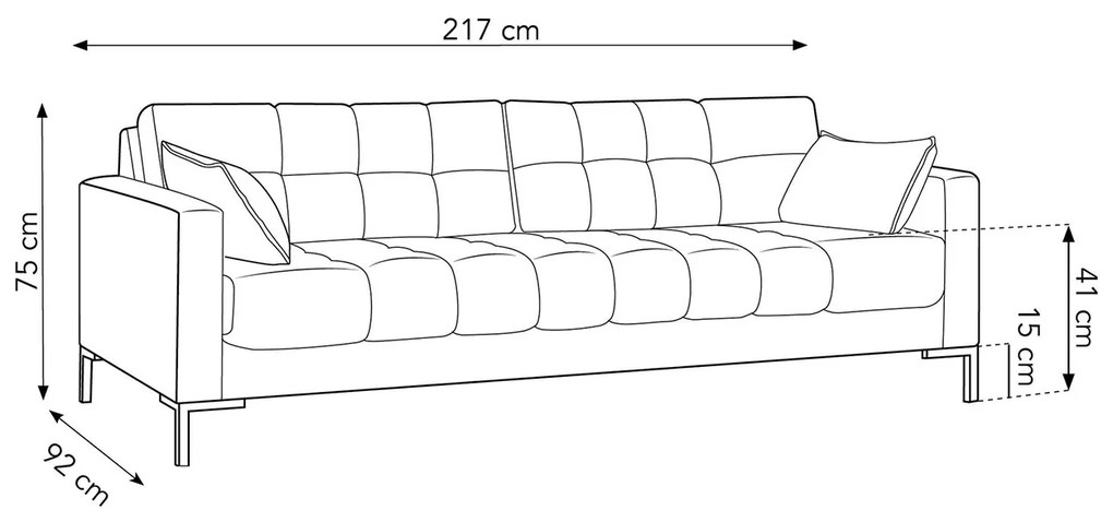 Štvormiestna pohovka mamaia 217 cm zamat svetlosivá MUZZA