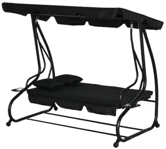 Lean Záhradná hojdačka čierna – 280kg, 4 vankúše