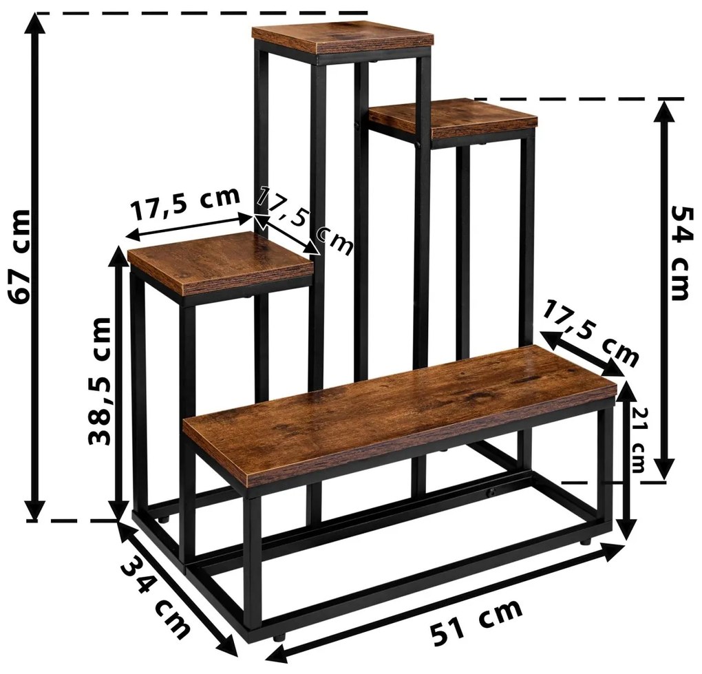 Kvetinový stojan ANTIRES hnedý/čierny