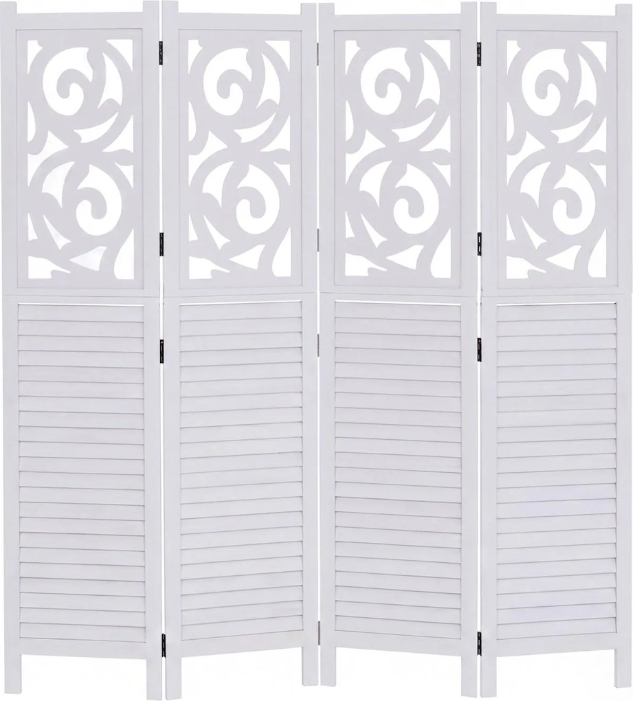 Paraván T568, deliaca stena, 4 panely - 170 × 160 cm - biela