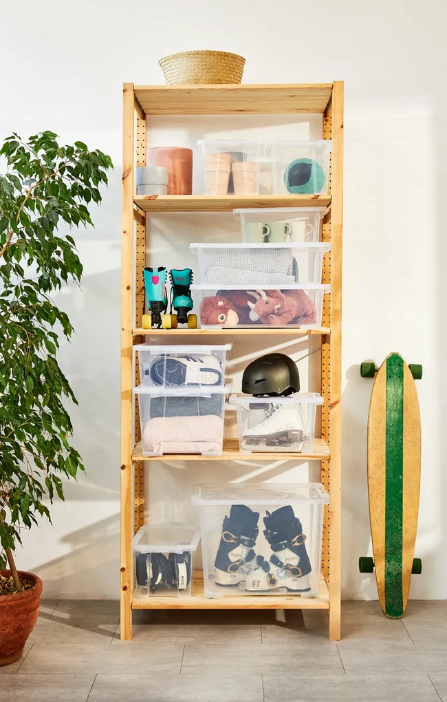 Rotho Univerzálny úložný box, krabica s vekom, EVO, transparentný - 58x39x44 cm, 44 l