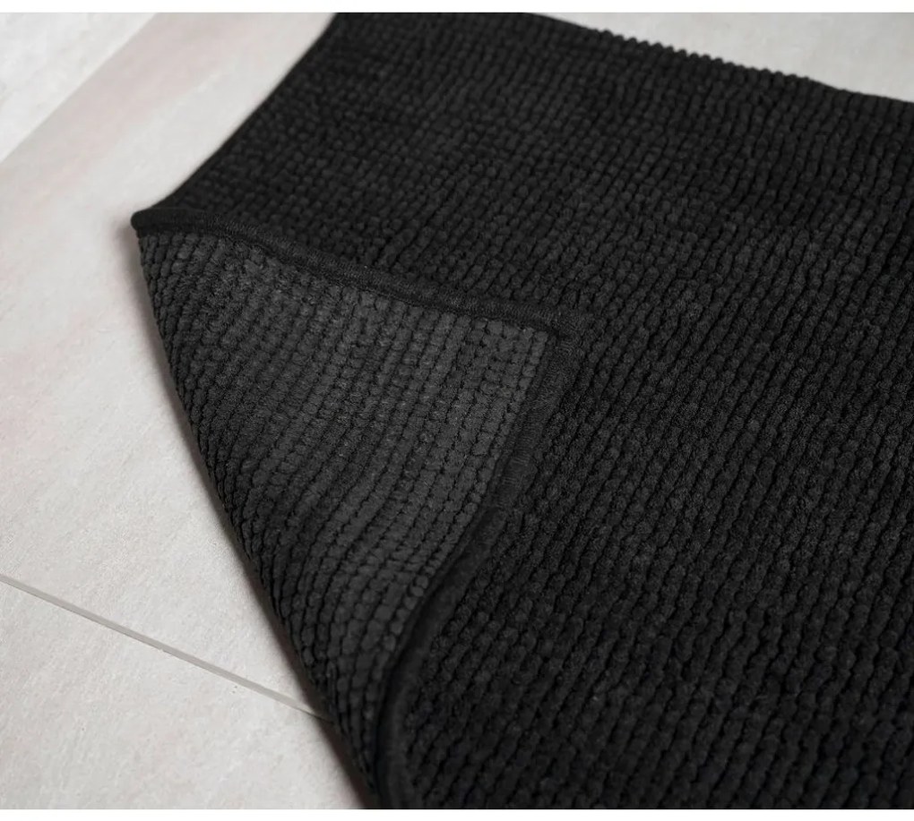 BISK Erga Basic, kúpeľňová predložka 80x50 cm, model 6 Chenille Rolled, čierna, ERG-08686