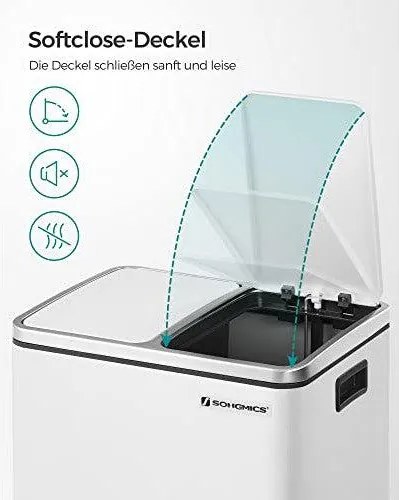 Odpadkový kôš s 2 priehradkami, 2x15 L, vzduchotesný, biely