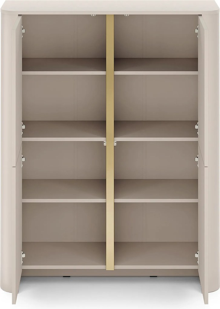 Vysoká komoda Sorrenti 103 cm - kašmír / zlatá