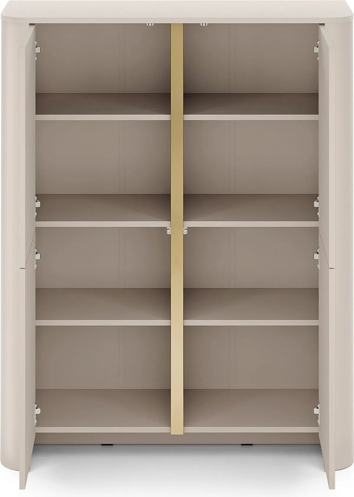 Vysoká komoda Sorrenti 103 cm - kašmírová / zlatá
